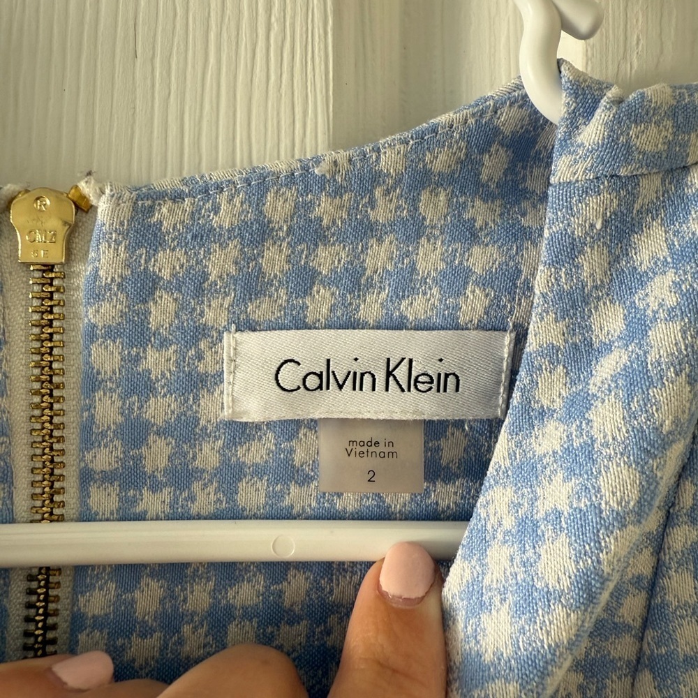 Calvin Klein Blue Gingham Midi Dress - Picture 2 of 8